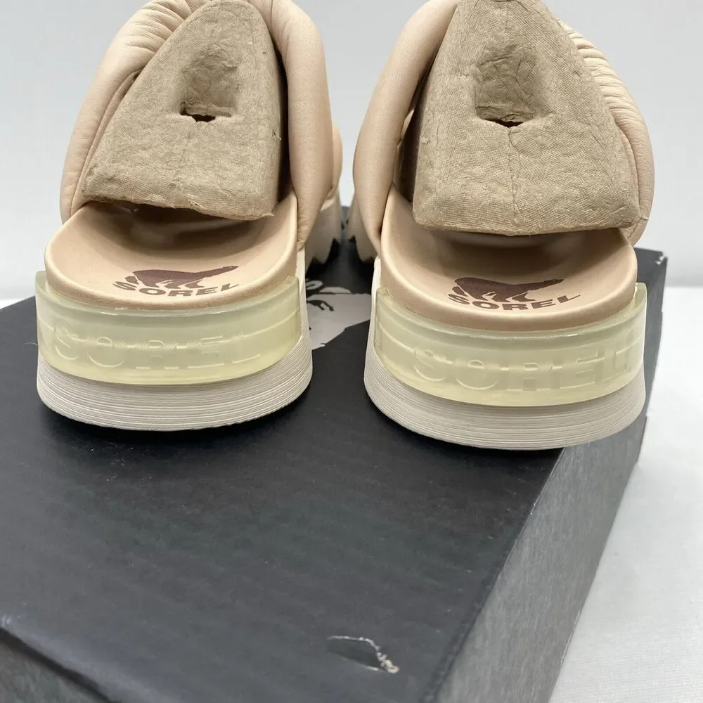 SOREL Vibe Twist Slide Women Flat Sandal Beige, Nova Sand, Sea Salt SIZE 10 NIB